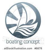 Vector Illustration of a Sailboat, Waves and Sun Rays over Sample Text by AtStockIllustration