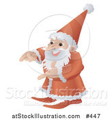 Vector Illustration of a Santa in His Red and White Uniform, Gesturing with His Hands by AtStockIllustration
