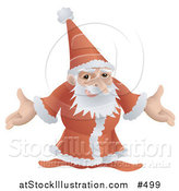 Vector Illustration of a Santa in His Red and White Uniform, Standing with Open Arms by AtStockIllustration