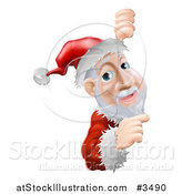 Vector Illustration of a Santa Pointing to a Christmas Sign by AtStockIllustration