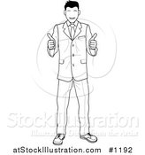 Vector Illustration of a Satisified Customer or Boss Smiling and Giving Two Thumbs up by AtStockIllustration