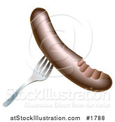Vector Illustration of a Sausage on a Fork by AtStockIllustration