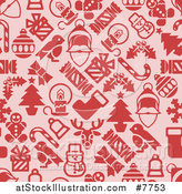 Vector Illustration of a Seamless Background Pattern of Red Christmas Items on Pink by AtStockIllustration