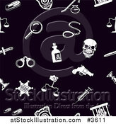 Vector Illustration of a Seamless Black and White Crim Law or Legal Icon Background Pattern by AtStockIllustration