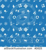 Vector Illustration of a Seamless Blue Background of Educational Icons by AtStockIllustration