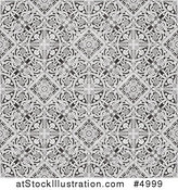 Vector Illustration of a Seamless Grayscale Victorian Floral Pattern Background by AtStockIllustration