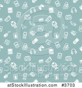 Vector Illustration of a Seamless Green Gadget Background Pattern with White Icons by AtStockIllustration