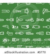 Vector Illustration of a Seamless Green Hardware and Tool Icon Pattern by AtStockIllustration