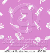 Vector Illustration of a Seamless Pink and White Beauty Product Pattern by AtStockIllustration