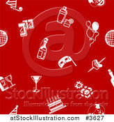 Vector Illustration of a Seamless Red Background with White Party Icons by AtStockIllustration