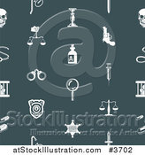 Vector Illustration of a Seamless Teal Crime Background Pattern with White Icons by AtStockIllustration