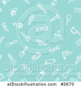 Vector Illustration of a Seamless Turquoise Hardware and Tool Icon Pattern by AtStockIllustration