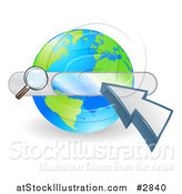 Vector Illustration of a Search Box and Arrow Cursor over a Globe by AtStockIllustration