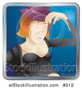 Vector Illustration of a Sexy Red Haired Woman Tipping Her Hat by AtStockIllustration