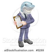 Vector Illustration of a Shark Businessman Pointing to a Contract by AtStockIllustration