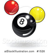Vector Illustration of a Shiny Billiards Eight Ball with Red and Yellow Balls by AtStockIllustration