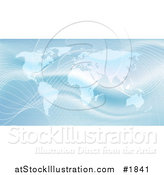 Vector Illustration of a Shiny Blue World Atlas with Waves by AtStockIllustration