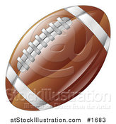 Vector Illustration of a Shiny Brown American Football with Stitches and Stripes by AtStockIllustration