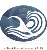 Vector Illustration of a Shiny Gradient Dark Blue Abstract Swimmer Doing the Butterfly in Waves by AtStockIllustration
