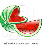 Vector Illustration of a Shiny Organic Sliced Watermelon by AtStockIllustration