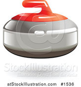 Vector Illustration of a Shiny Red Handled Curling Stone by AtStockIllustration