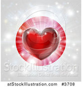 Vector Illustration of a Shiny Red Heart and Fireworks over a Japanese Flag by AtStockIllustration