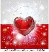 Vector Illustration of a Shiny Red Heart and Fireworks over a Poland Flag by AtStockIllustration