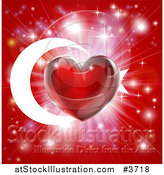 Vector Illustration of a Shiny Red Heart and Fireworks over a Turkey Flag by AtStockIllustration