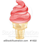 Vector Illustration of a Shiny Strawberry Ice Cream on a Cone by AtStockIllustration