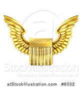 Vector Illustration of a Shiny Winged Gold Metal United States Flag Shield by AtStockIllustration