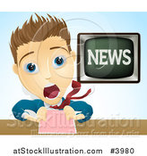 Vector Illustration of a Shocked Screaming News Anchor Man by AtStockIllustration