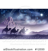 Vector Illustration of a Shooting Star of David over the Wise Men and Bethlehem by AtStockIllustration