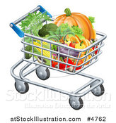 Vector Illustration of a Shopping Cart Full of Healthy Produce by AtStockIllustration