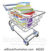 Vector Illustration of a Shopping Cart of Colorful 3d Books by AtStockIllustration