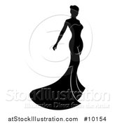 Vector Illustration of a Silhouetted Black and White Bride in a Wedding Gown by AtStockIllustration