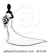 Vector Illustration of a Silhouetted Black and White Bride in a Wedding Gown by AtStockIllustration