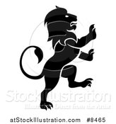 Vector Illustration of a Silhouetted Black and White Rampant Lion by AtStockIllustration