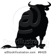 Vector Illustration of a Silhouetted Black Bull by AtStockIllustration