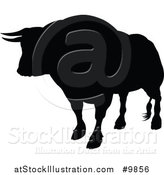 Vector Illustration of a Silhouetted Black Bull by AtStockIllustration