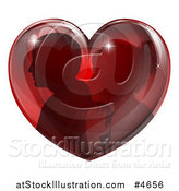 Vector Illustration of a Silhouetted Couple Inside a Reflective Red Heart by AtStockIllustration
