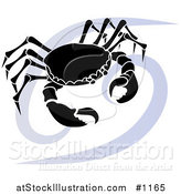 Vector Illustration of a Silhouetted Crab over a Blue Cancer Astrological Sign of the Zodiac by AtStockIllustration