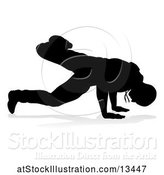Vector Illustration of a Silhouetted Male Hip Hop Dancer with a Reflection or Shadow, on a White Background by AtStockIllustration