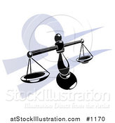 Vector Illustration of a Silhouetted Scales over a Blue Libra Astrological Sign of the Zodiac by AtStockIllustration
