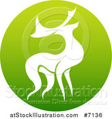 Vector Illustration of a Silhouetted Stag Deer Buck in a Gradient Green Circle by AtStockIllustration