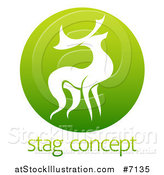Vector Illustration of a Silhouetted Stag Deer Buck in a Gradient Green Circle over Sample Text by AtStockIllustration