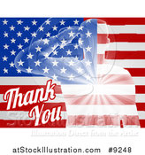 Vector Illustration of a Silhouetted Transparent Saluting Soldier over an American Flag and Thank You Text for Veterans Day by AtStockIllustration
