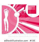 Vector Illustration of a Silhouetted White Woman Dancing on a Pink Background by AtStockIllustration