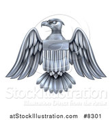 Vector Illustration of a Silver American Flag Bald Eagle with a Shield by AtStockIllustration