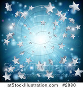 Vector Illustration of a Silver and Blue Star Burst Background by AtStockIllustration