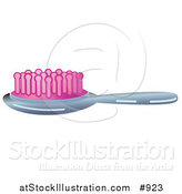 Vector Illustration of a Silver Hair Brush with Pink Bristles by AtStockIllustration